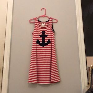 Red and white stripped dress with blue anchor.